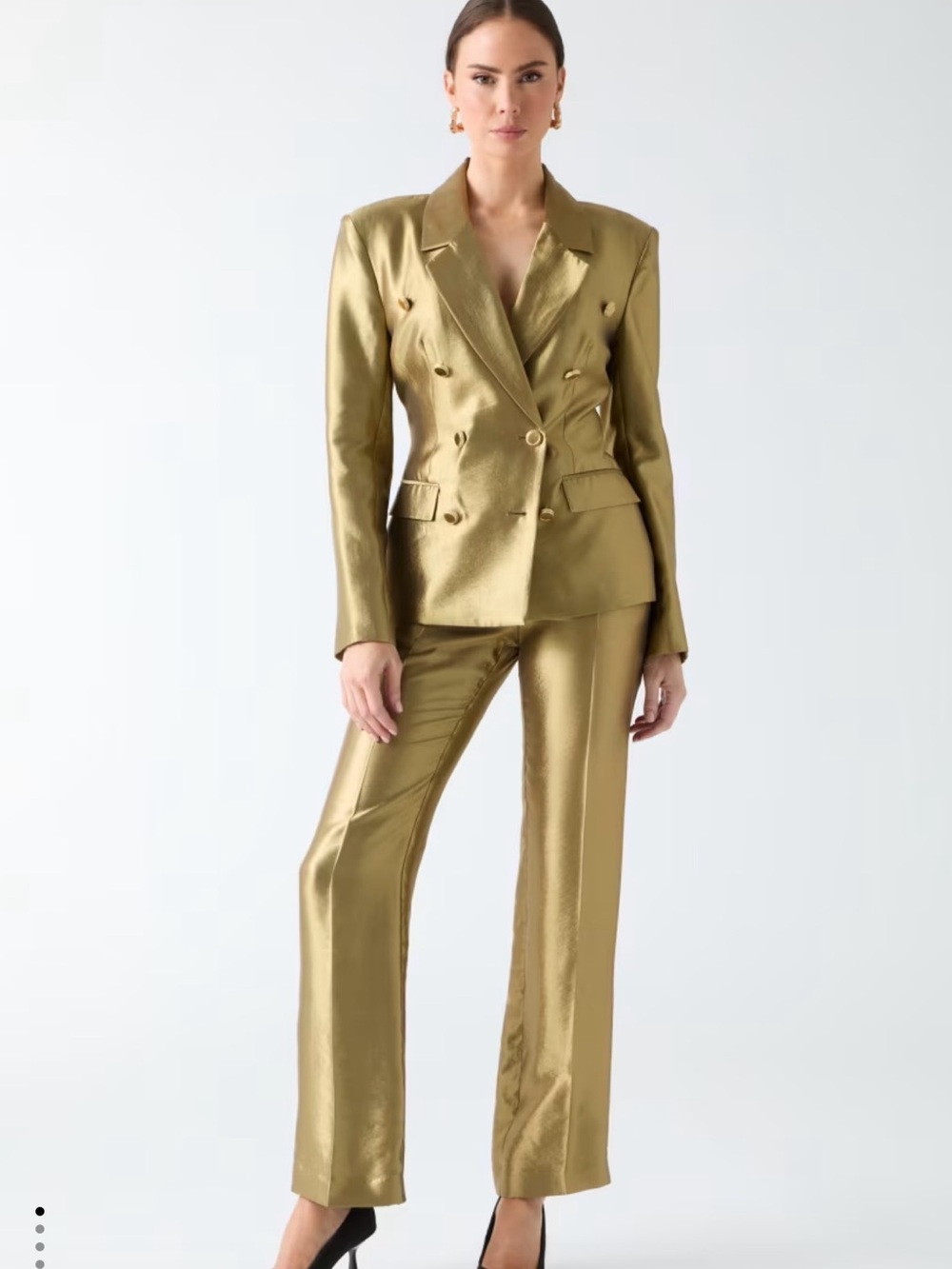 Marciano Eco Milla Double Breasted Blazer & Metallic Straight Leg Pants Set 6